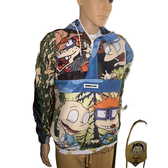 Members Only Nickelodeon Rugrats 1/2 Zip Pullover Windbreaker Mens Sz Small Y2K - Picture 3 of 14